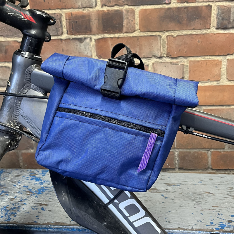 Blue duffel bike bag