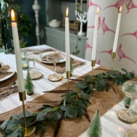 Sustainable Christmas Beaded Hessian Table Runner