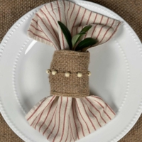 Sustainable Christmas Beaded Hessian Napkin Rings