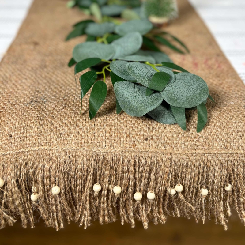 Sustainable Christmas Beaded Hessian Table Runner