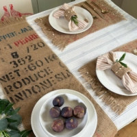 Sustainable Christmas Beaded Hessian Table Runner