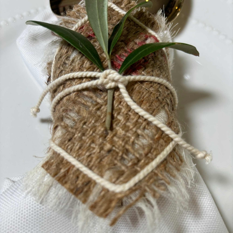 Sustainable Christmas Appliquéd Hessian Napkin Ring