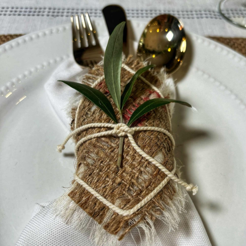 Sustainable Christmas Appliquéd Hessian Napkin Ring