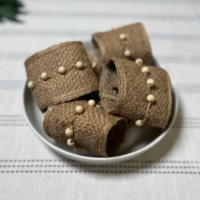 Sustainable Christmas Beaded Hessian Napkin Rings