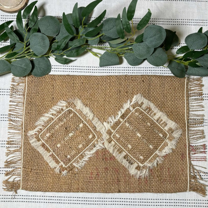 Sustainable Christmas Appliquéd Hessian Place Mat