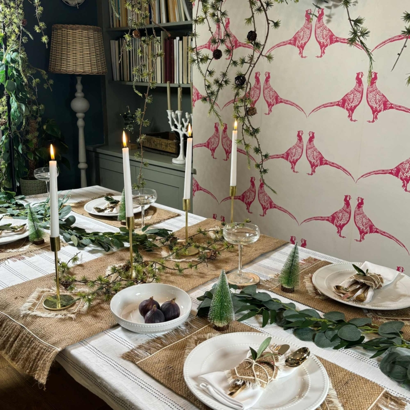 Sustainable Christmas Appliquéd Hessian Table Runner