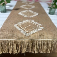 Sustainable Christmas Appliquéd Hessian Table Runner