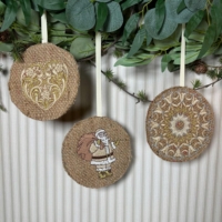 Sustainable Christmas Embroidered Hessian Tree Decorations