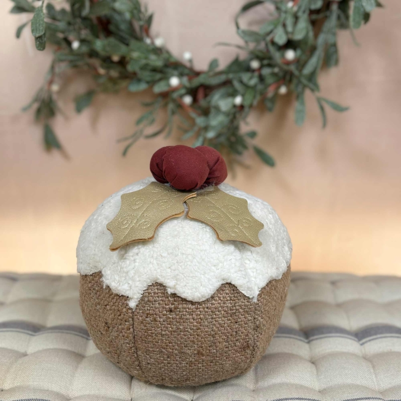 Sustainable Christmas Hessian 'Xmas Pudding' Door Stop