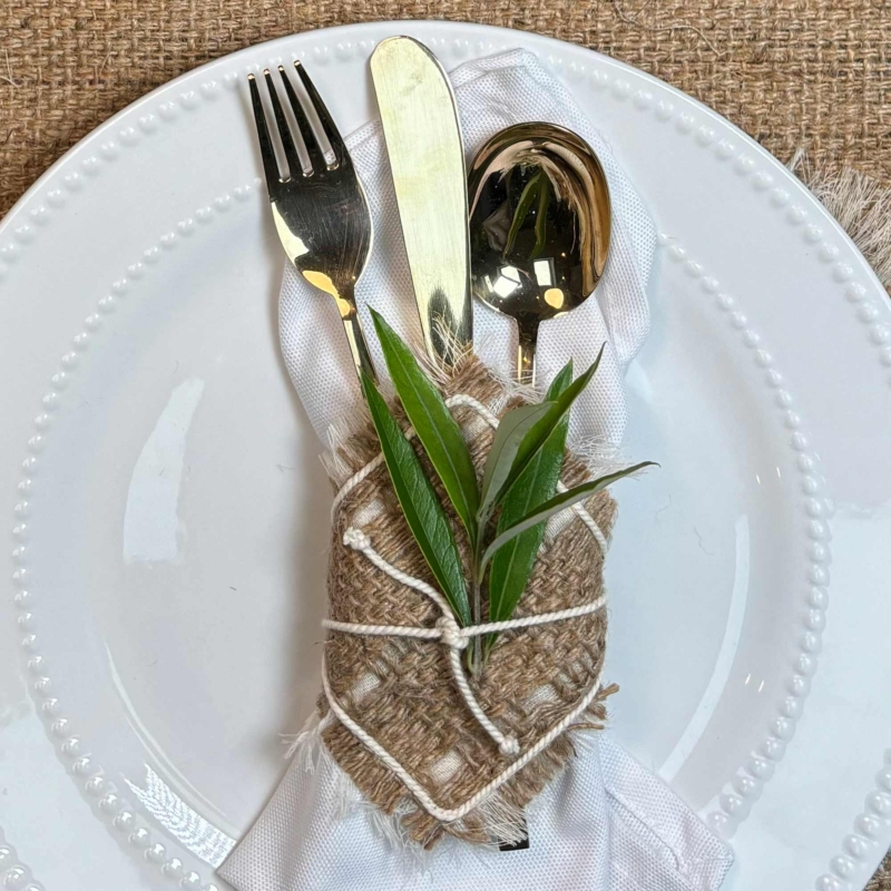 Sustainable Christmas Appliquéd Hessian Napkin Ring